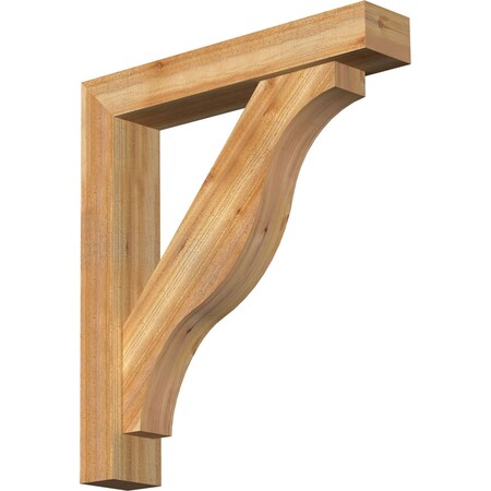 Ekena Millwork Funston Block Rough Sawn Bracket w/ Offset Brace, Western Red Cedar, 6"W x 32"D x 36"H BKT0604X32X36FST05RWR
